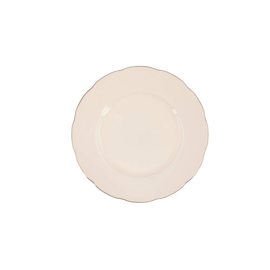 Set de veselă 83 piese, porțelan alb cu accente cupru