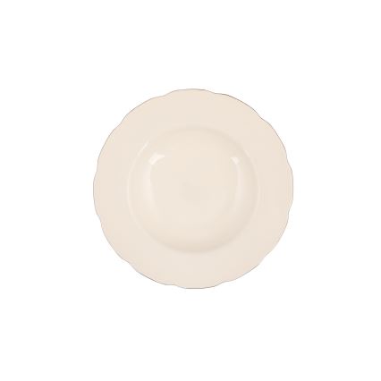 Set de veselă 83 piese, porțelan alb cu accente cupru