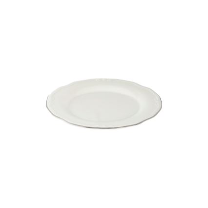 Set de veselă de 24 piese, alb cu accente argintii, din porțelan