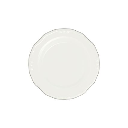 Set de veselă de 24 piese, alb cu accente argintii, din porțelan