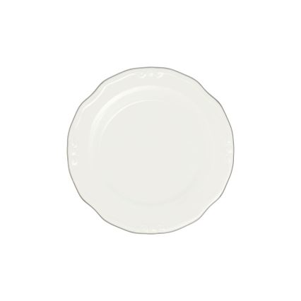 Set de veselă de 24 piese, alb cu accente argintii, din porțelan