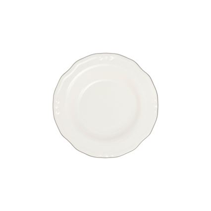 Set de veselă de 24 piese, alb cu accente argintii, din porțelan