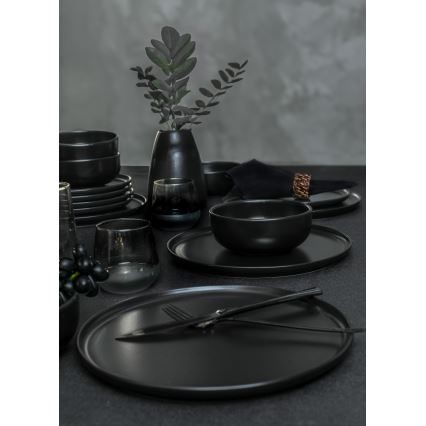 Set de veselă din ceramică, 18 piese, negru