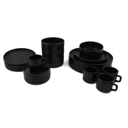 Set de veselă din ceramică, 20 piese, negru