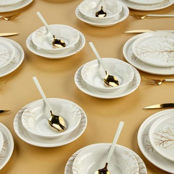 Set de veselă din ceramică, 24 piese, alb/portocaliu