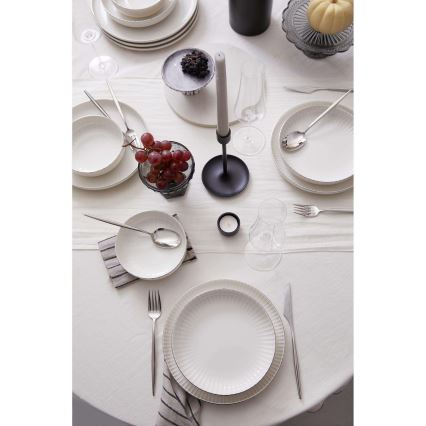 Set de veselă din porțelan, 18 piese, alb/argintiu
