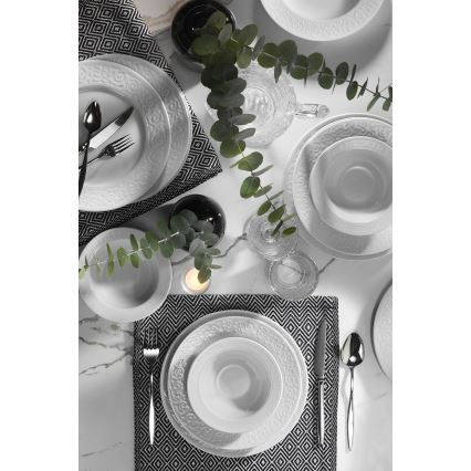 Set de veselă din porțelan, 18 piese, alb