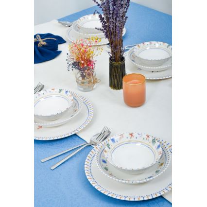 Set de veselă din porțelan, 18 piese, multicolor