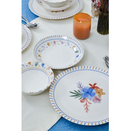 Set de veselă din porțelan, 18 piese, multicolor