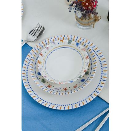 Set de veselă din porțelan, 18 piese, multicolor