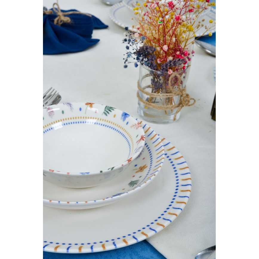 Set de veselă din porțelan, 18 piese, multicolor