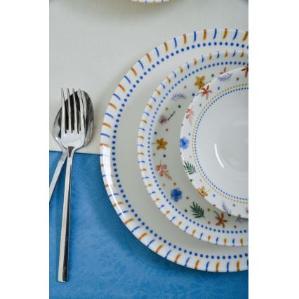 Set de veselă din porțelan, 18 piese, multicolor