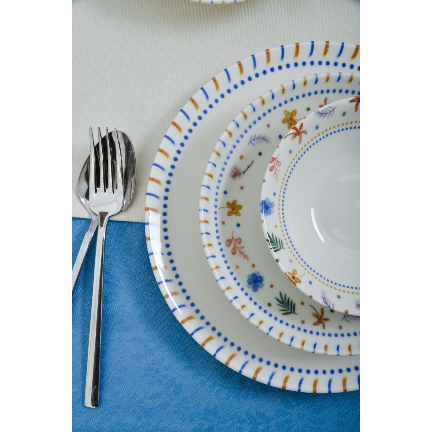 Set de veselă din porțelan, 18 piese, multicolor