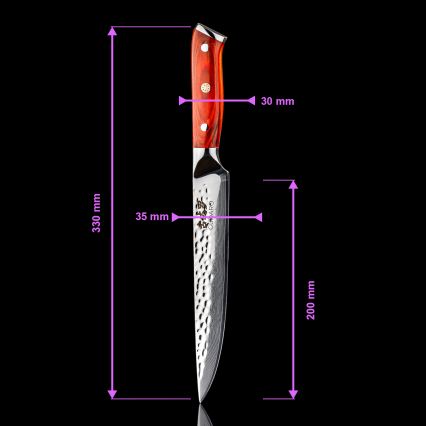 Gudaro - Set de 5 cuțite de bucătărie din oțel Damasc MIYABI + suport pentru cuțite și foarfece pentru pasăre