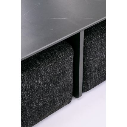 Set masă de cafea KORO 70x70 cm + 2x taburet negru/maro