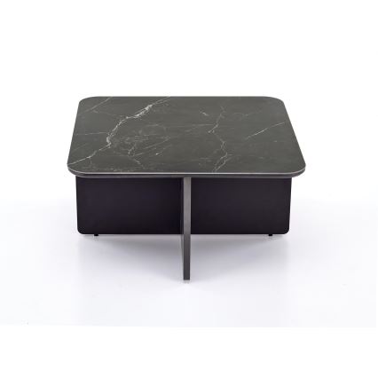 Set masă de cafea KORO 70x70 cm + 2x taburet negru/maro