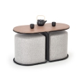 Set masă de cafea NILDO 90x45 cm + 2 taburete maro/gri