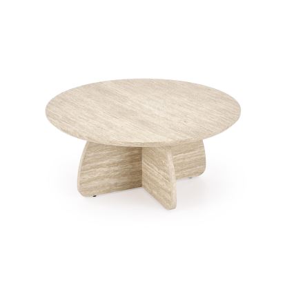 SET masă de cafea NUGAT Ø 80 cm + 4x taburete travertin/gri