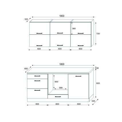 Set mobilier de bucătărie ELISE 180 cm, grafit