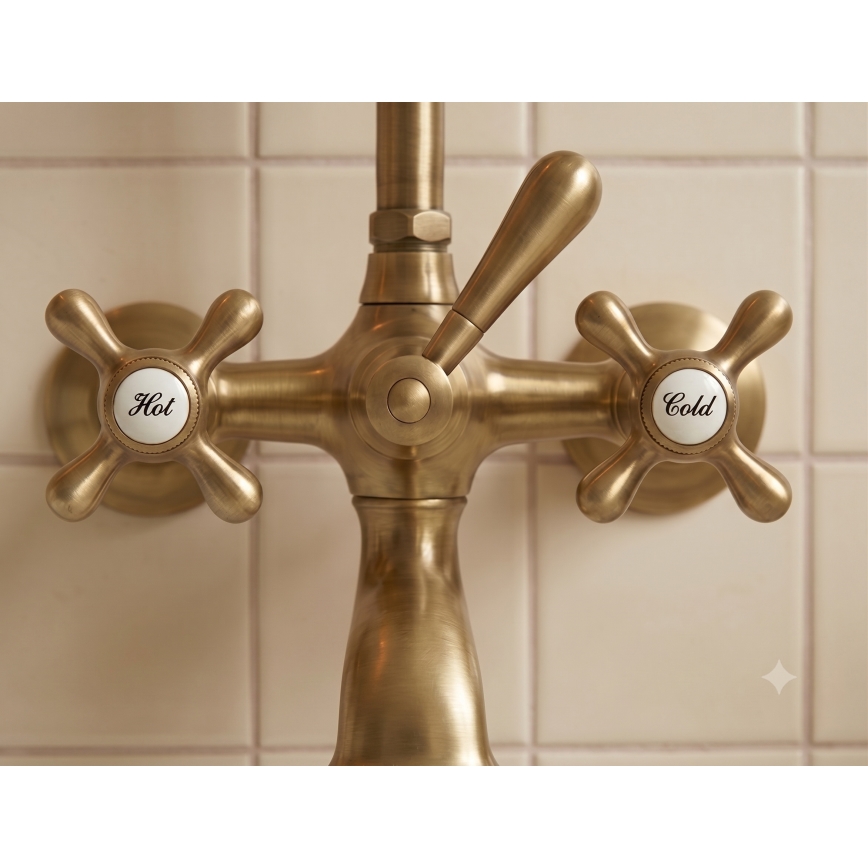 Set pentru cadă cu baterie RAV Slezák MK159.5/2SM - MORAVA RETRO, alamă antică