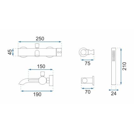 Set pentru cadă LUNGO, alb mat - REA-B8030