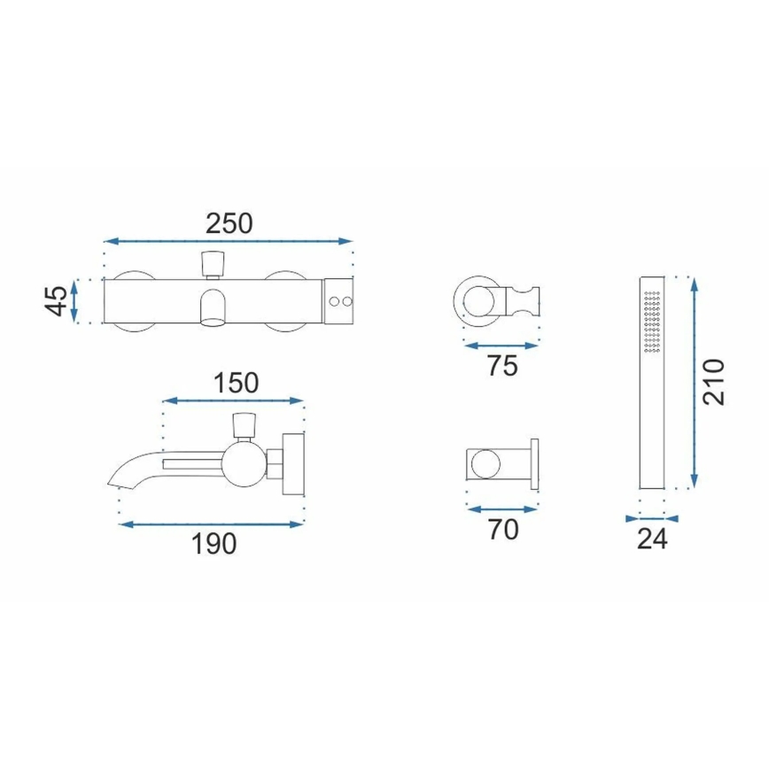 Set pentru cadă LUNGO, alb mat - REA-B8030