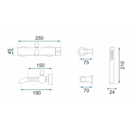 Set pentru cadă LUNGO, auriu periat - REA-B8010