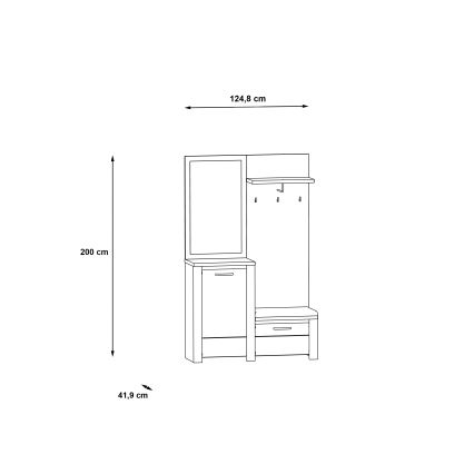 Set pentru hol HIRO cu oglindă, alb/gri