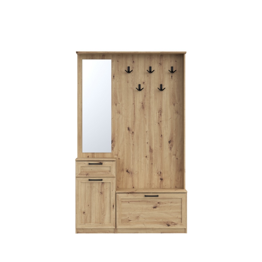 Set pentru hol KAVI cu oglindă, stejar artisan
