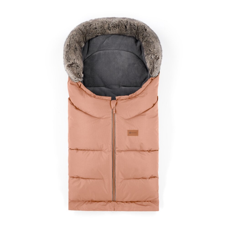 SET sac pentru cărucior 4 în 1 PETITE&MARS ARCTIC + mănuși pentru cărucior FURRY Pastel Peach