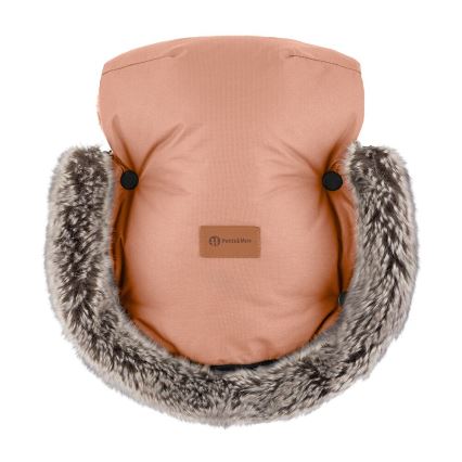 SET sac pentru cărucior 4 în 1 PETITE&MARS ARCTIC + mănuși pentru cărucior FURRY Pastel Peach