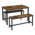 Set TREVOR: masă de bar 110x70 cm + 2 bănci 97x30 cm, maro/negru