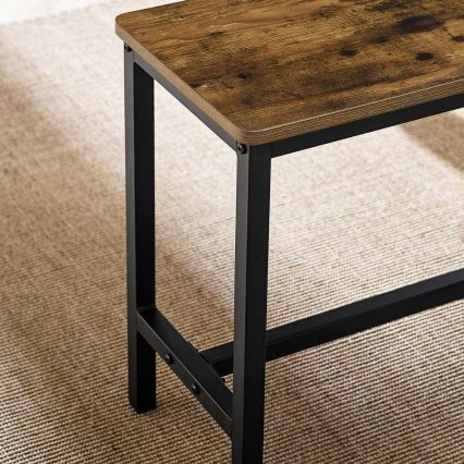 Set TREVOR: masă de bar 110x70 cm + 2 bănci 97x30 cm, maro/negru