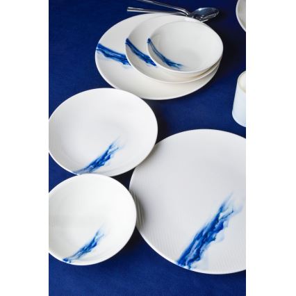 Set veselă 18 piese alb/albastru/porțelan