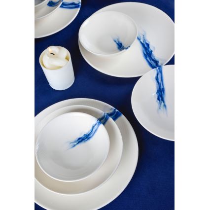 Set veselă 18 piese alb/albastru/porțelan