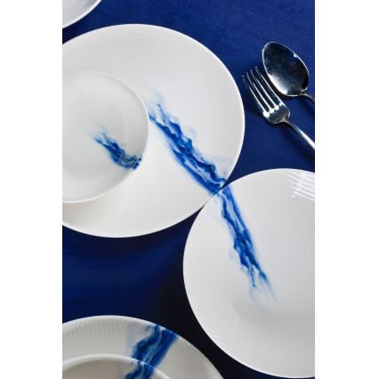 Set veselă 18 piese alb/albastru/porțelan