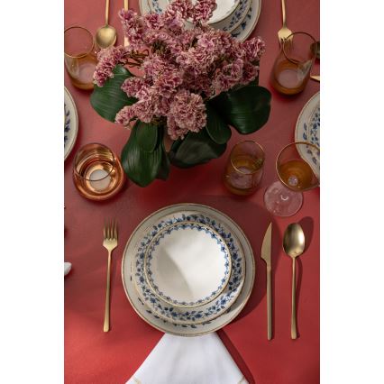 Set veselă 18 piese, porțelan, alb/albastru