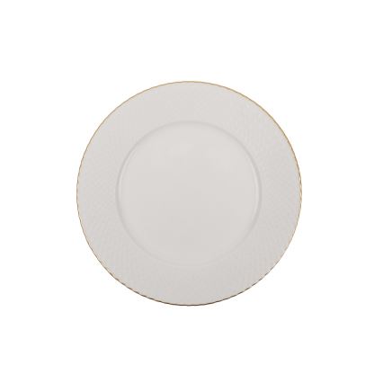Set veselă 18 piese, porțelan alb cu accente aurii