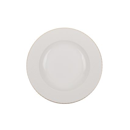 Set veselă 18 piese, porțelan alb cu accente aurii