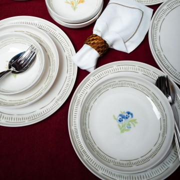 Set veselă 18 piese, porțelan, alb/multicolor