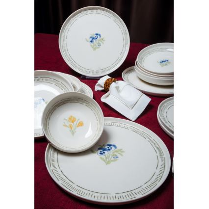 Set veselă 18 piese, porțelan, alb/multicolor