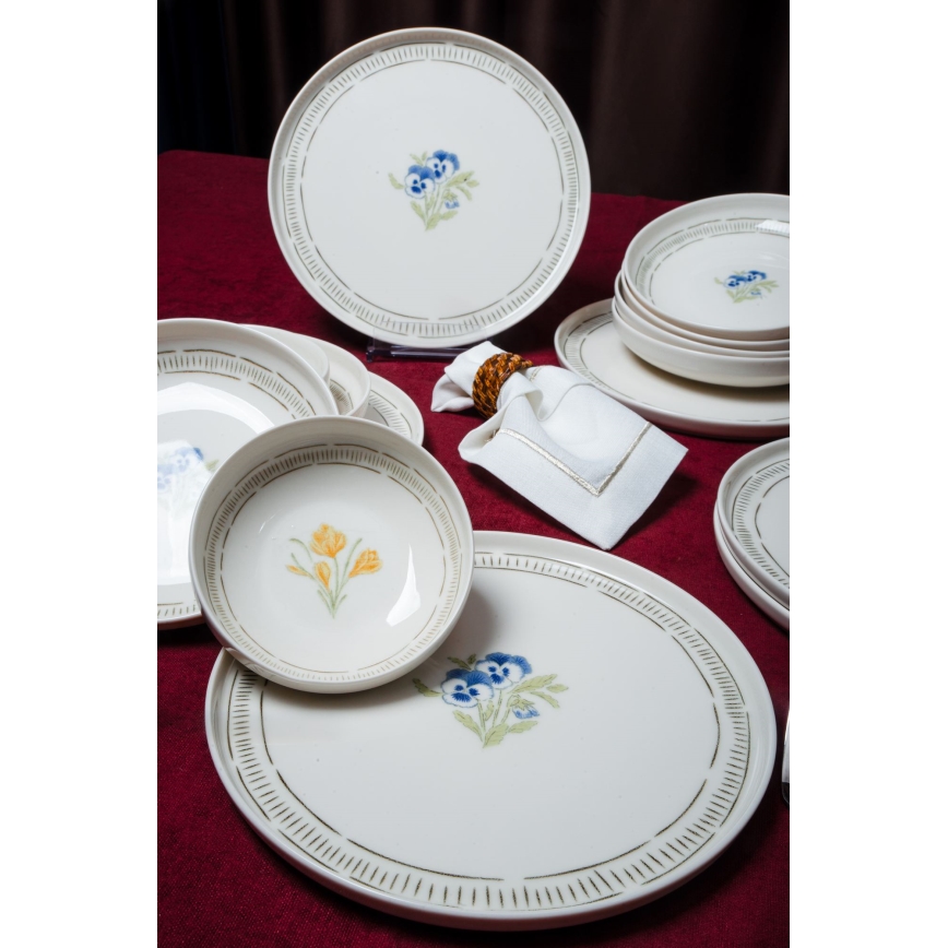 Set veselă 18 piese, porțelan, alb/multicolor