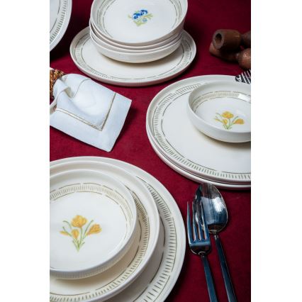 Set veselă 18 piese, porțelan, alb/multicolor