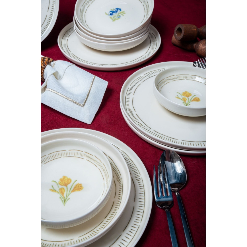 Set veselă 18 piese, porțelan, alb/multicolor