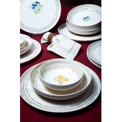 Set veselă 18 piese, porțelan, alb/multicolor