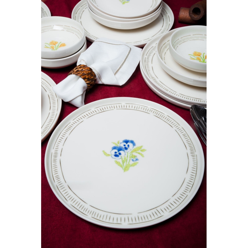 Set veselă 18 piese, porțelan, alb/multicolor
