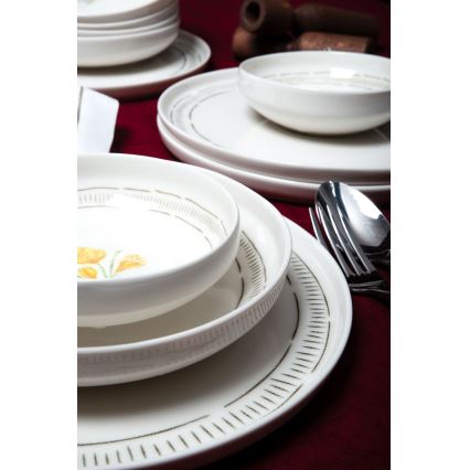 Set veselă 18 piese, porțelan, alb/multicolor