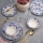 Set veselă, 24 buc., alb/albastru, ceramică