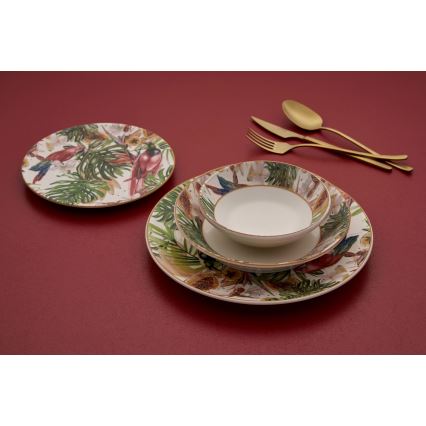 Set veselă 24 de piese, din ceramică, multicolor