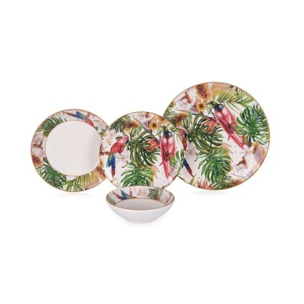 Set veselă 24 de piese, din ceramică, multicolor